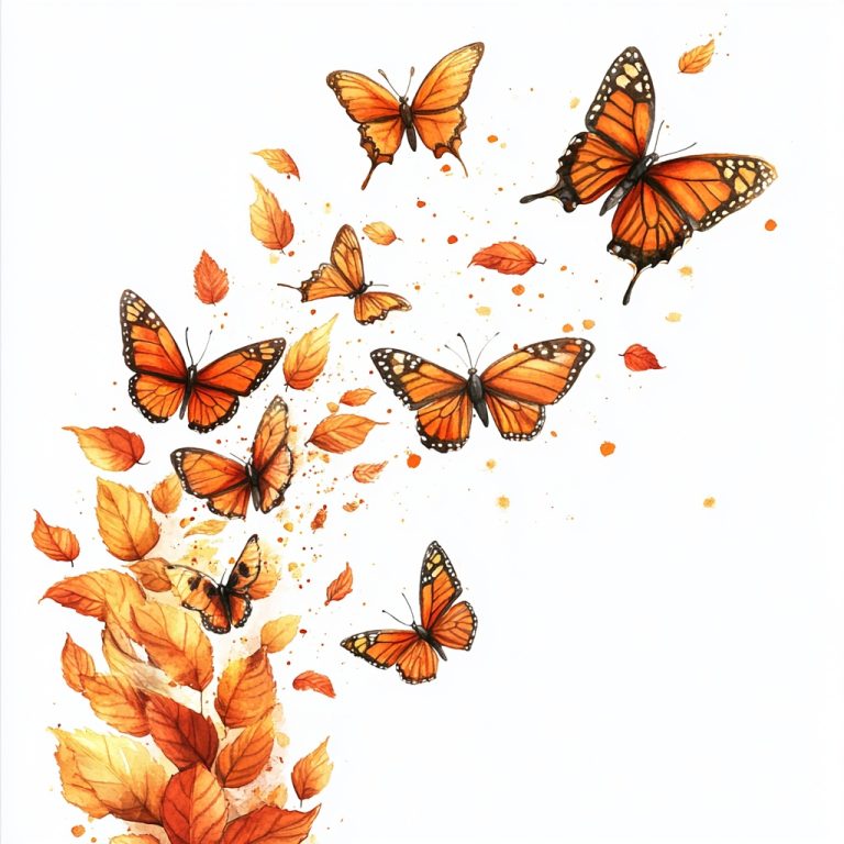 Watercolor Butterflies to Leaves