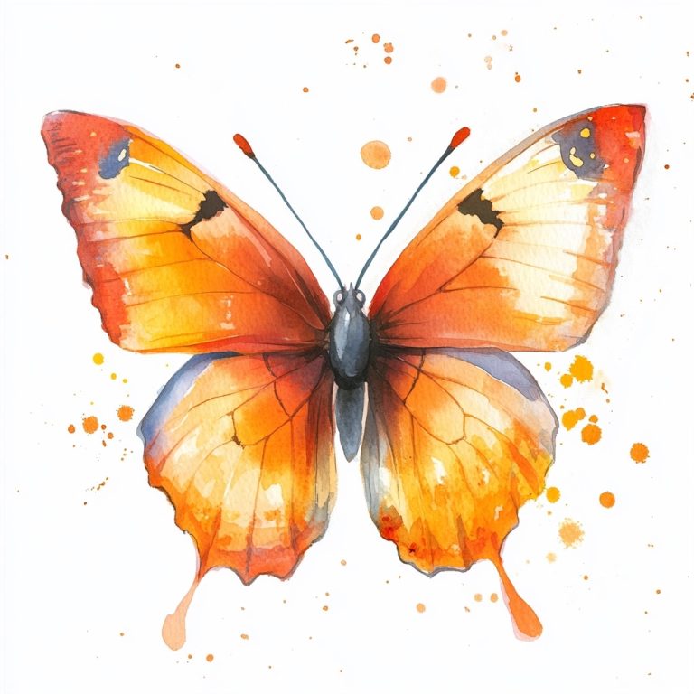 Watercolor Butterfly on White