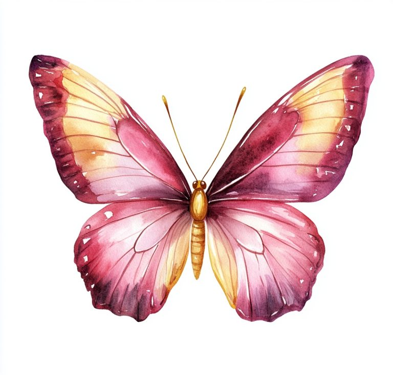 Watercolor Butterfly with Gold