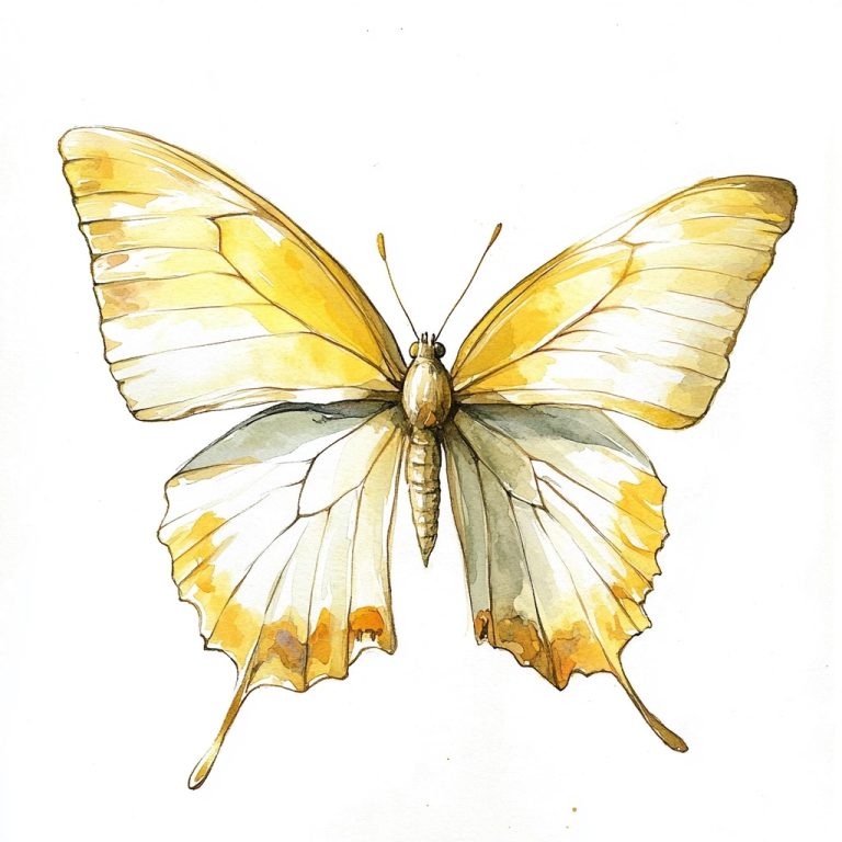 Watercolor Butterfly with Gold Tracing