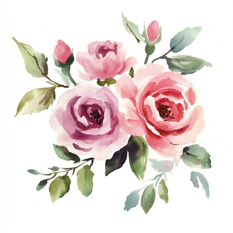 Watercolor Cabbage Roses Card