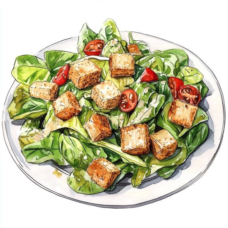 Watercolor Caesar Salad Croutons