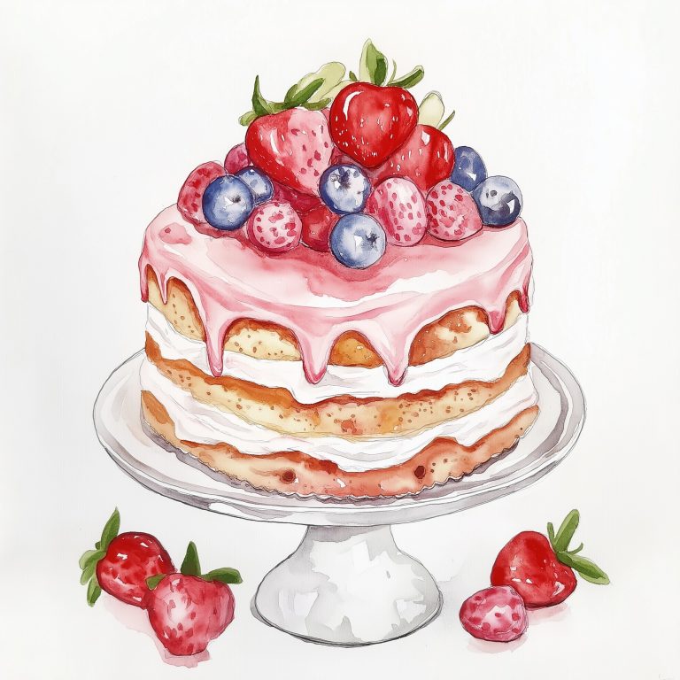 Watercolor Cake Illustration