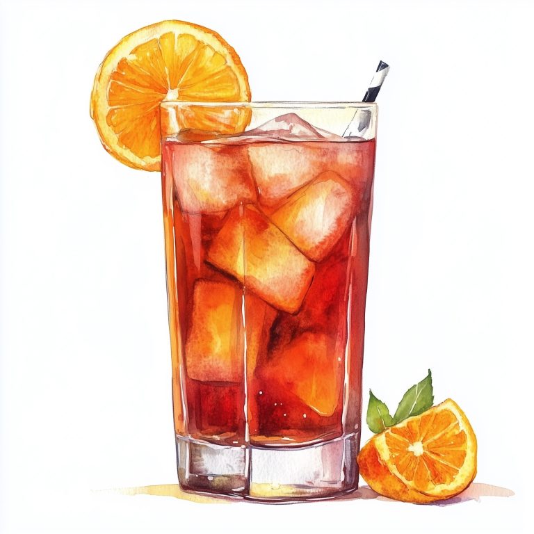 Watercolor Campari Cocktail Illustration