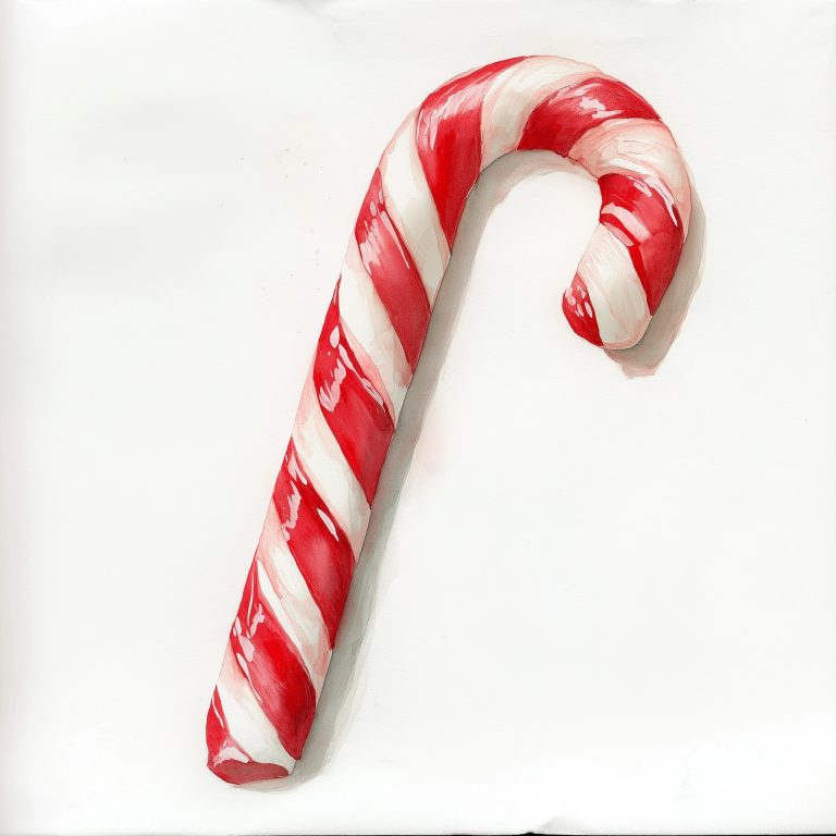 Watercolor Candy Cane Art