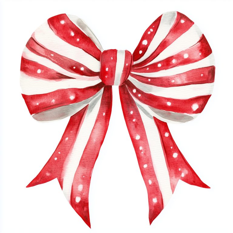 Watercolor Candy Cane Bow