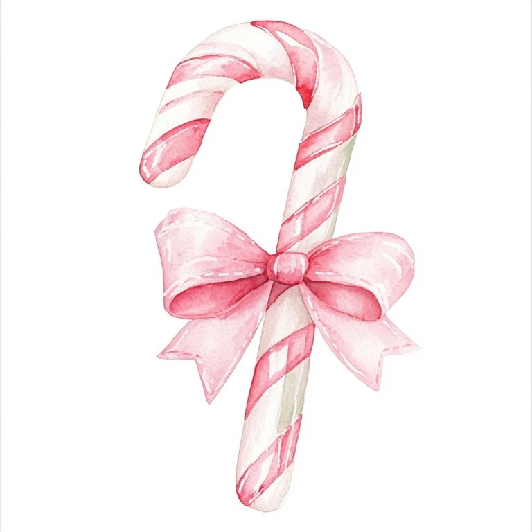 Watercolor Candy Cane Clipart 1