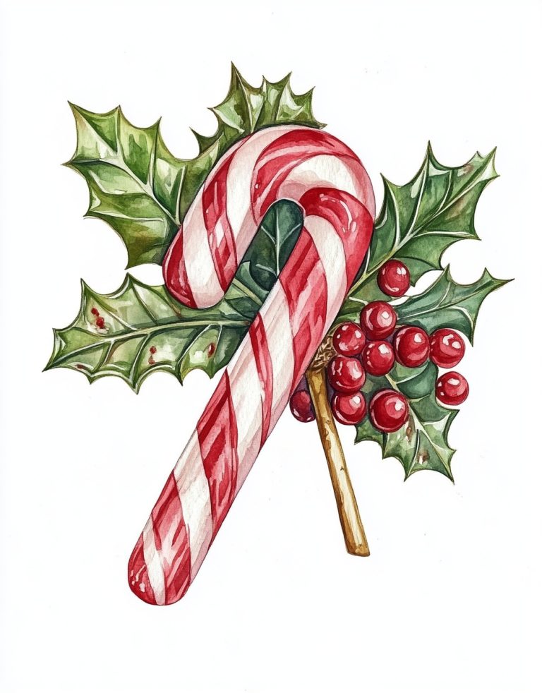 Watercolor Candy Cane Clipart