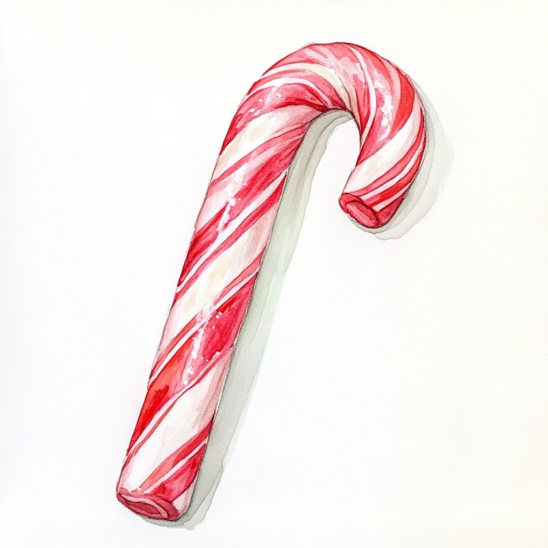 Watercolor Candy Cane Illustration