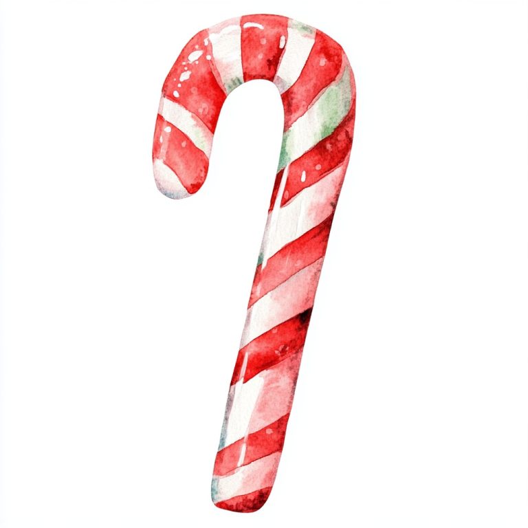 Watercolor Candy Cane Isolated