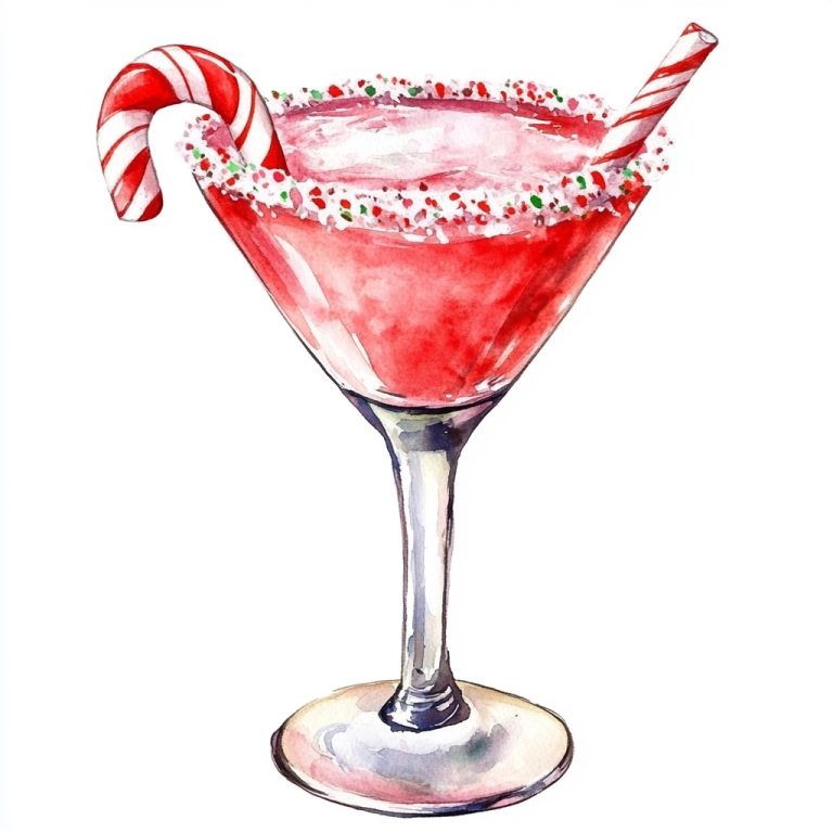 Watercolor Candy Cane Martini