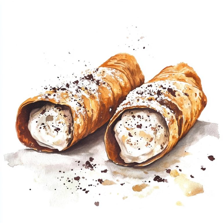 Watercolor Cannoli Pastries