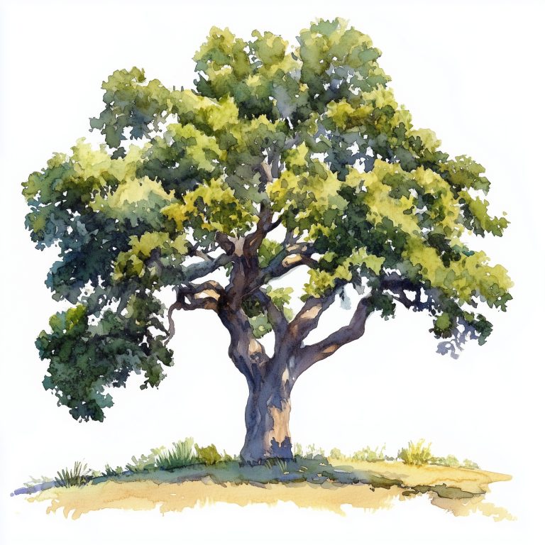 Watercolor Canyon Oak Tree