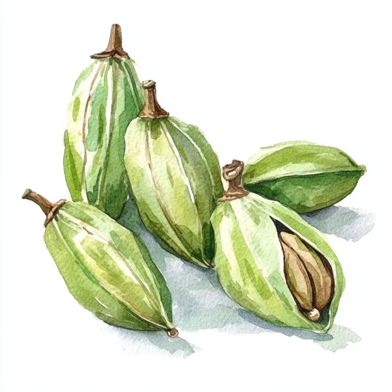 Watercolor Cardamom on White