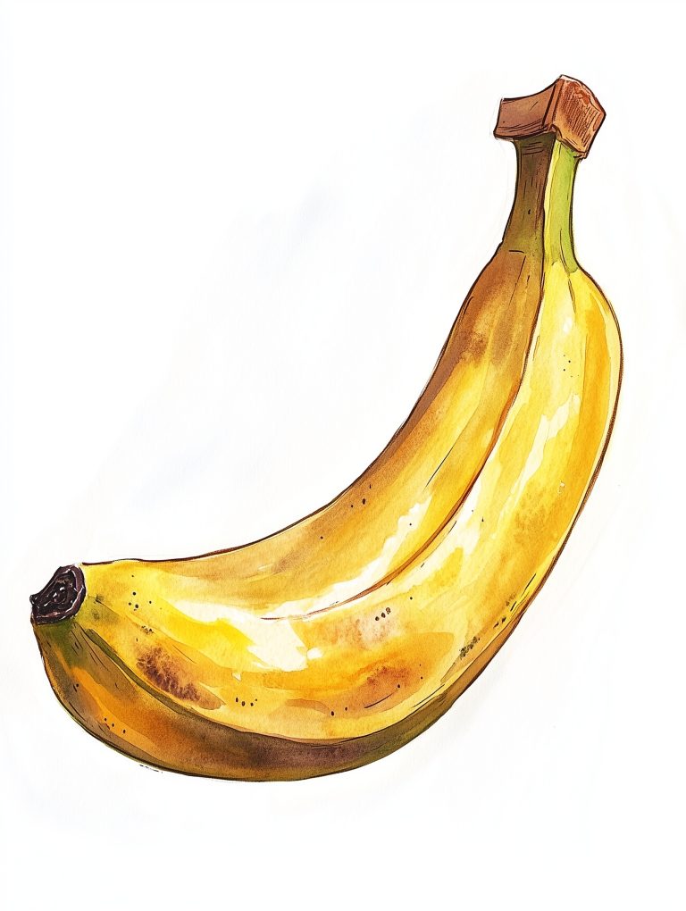 Watercolor Cartoon Banana Sketch