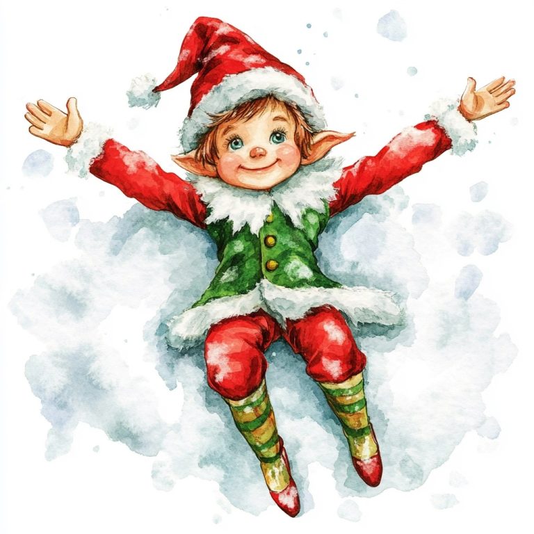 Watercolor Cartoon Christmas Elf