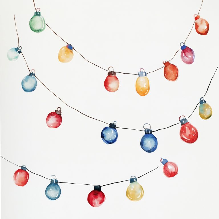 Watercolor Cartoon Christmas Lights