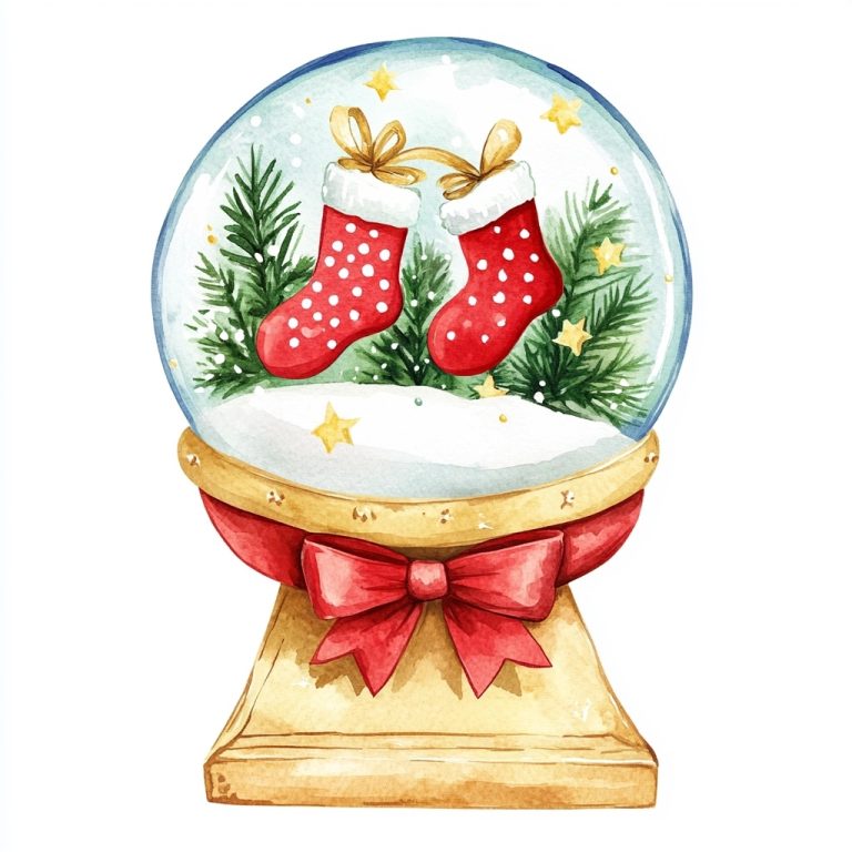 Watercolor Cartoon Christmas Snowglobe