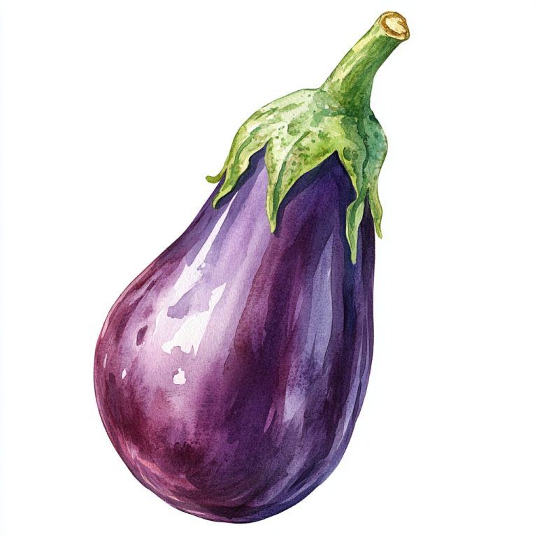 Watercolor Cartoon Eggplant