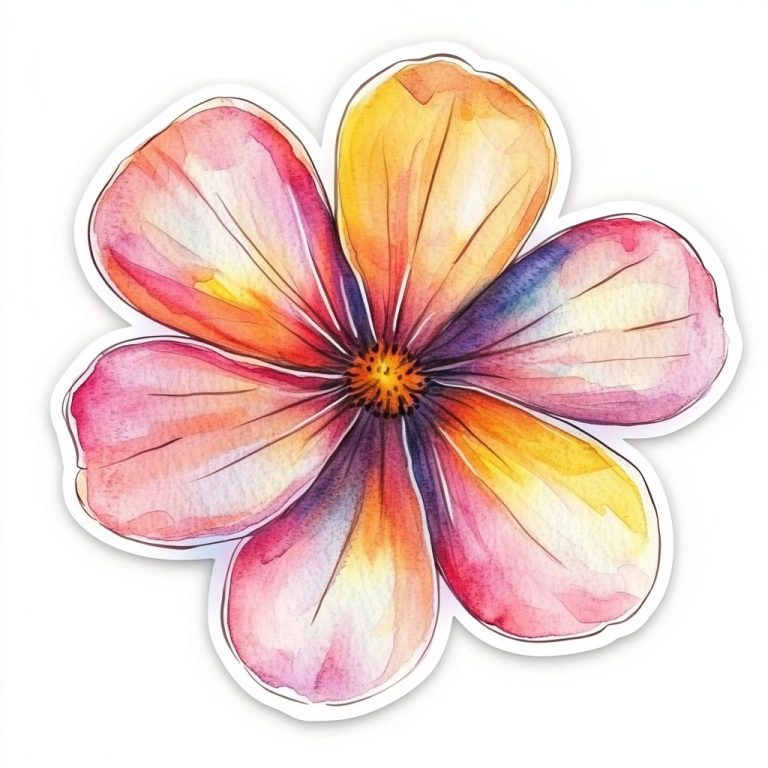 Watercolor Cartoon Flower Sticker