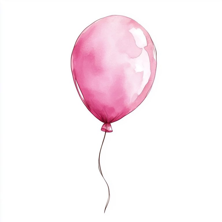 Watercolor Cartoon Pink Balloon