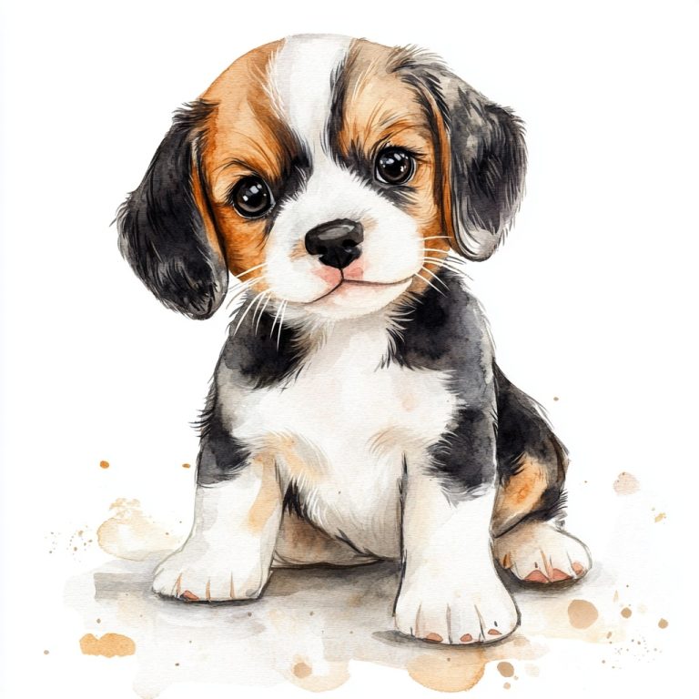 Watercolor Cartoon Puppy Illustration