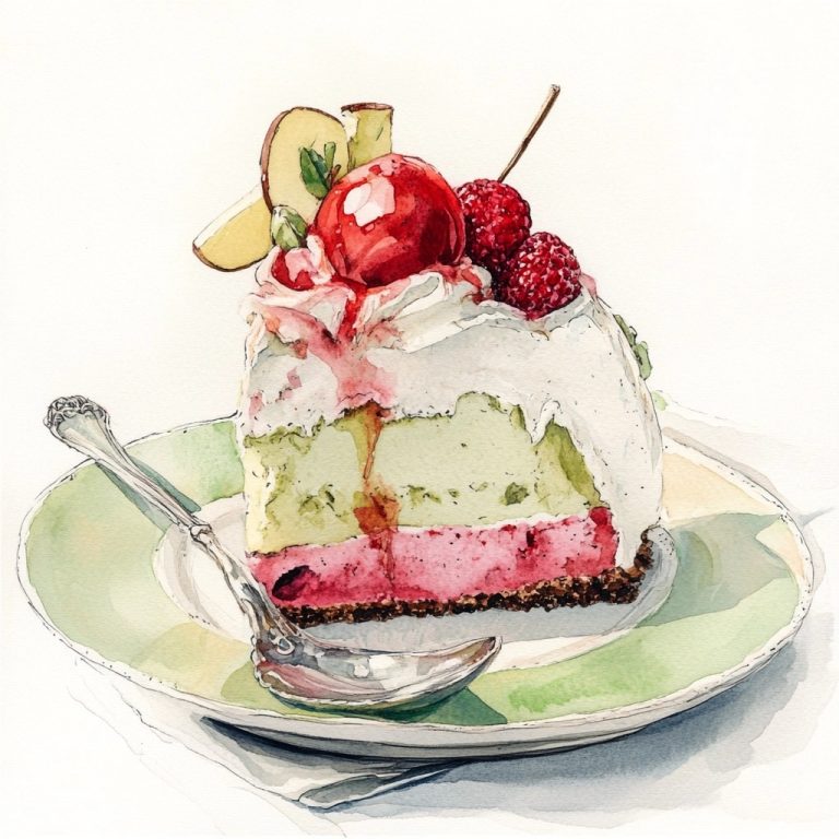 Watercolor Cassata Cake Illustration