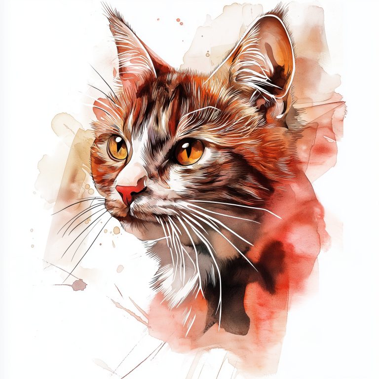 Watercolor Cat in Soft Hues