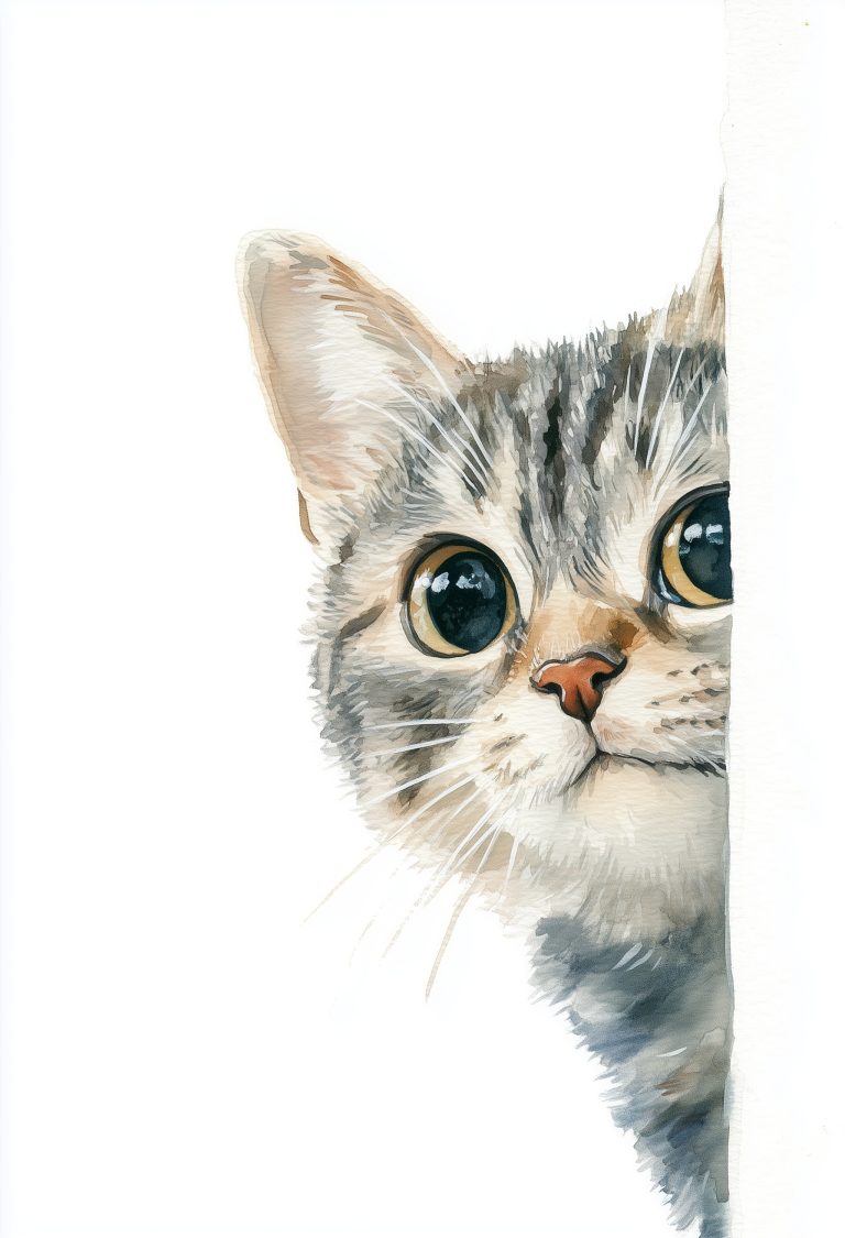 Watercolor Cat on White 1 scaled