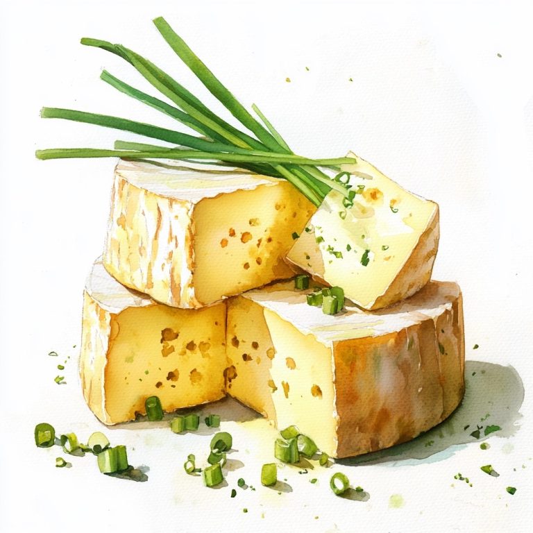 Watercolor Cheese and Green Onion