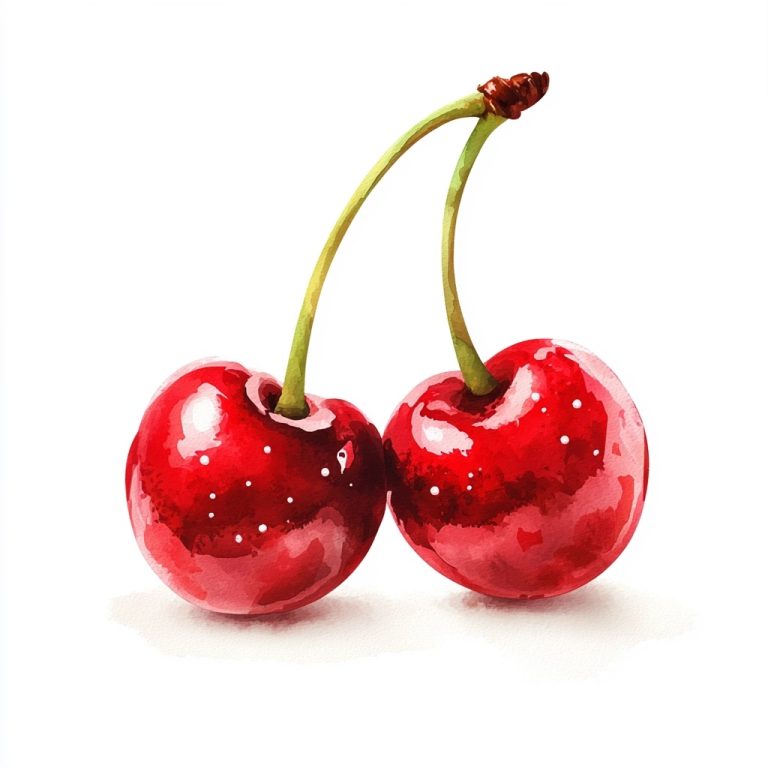 Watercolor Cherries with Sparkles