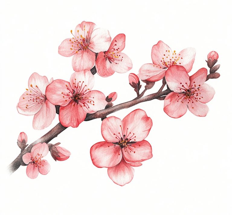 Watercolor Cherry Blossom Tattoo