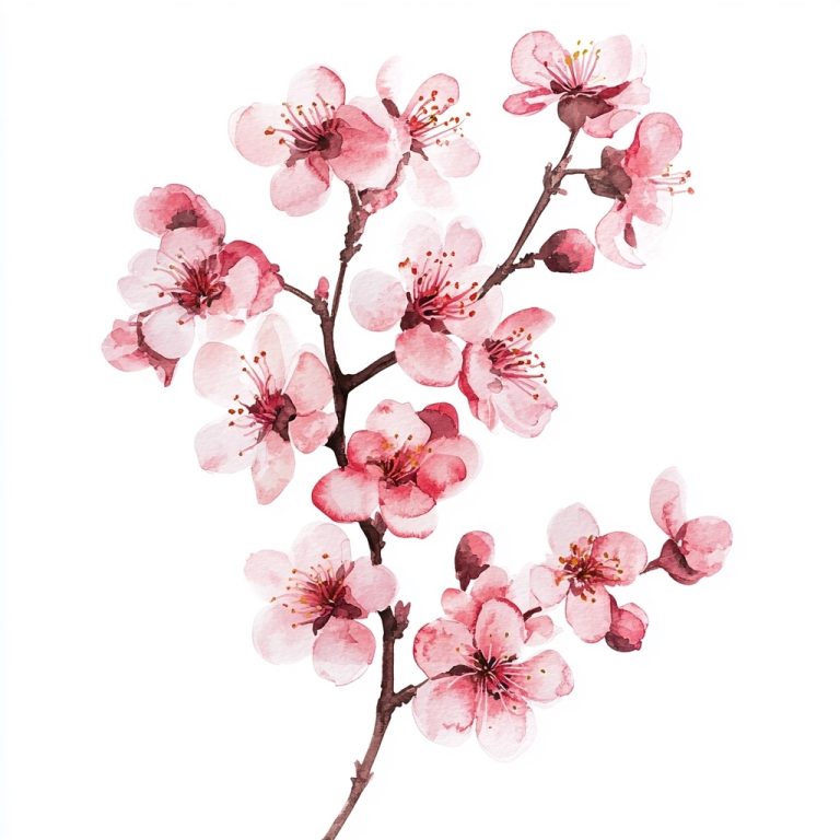 Watercolor Cherry Blossoms Display