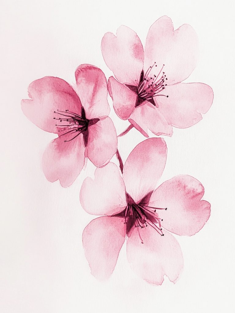 Watercolor Cherry Blossoms Sketch