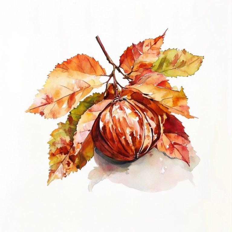 Watercolor Chestnut on White