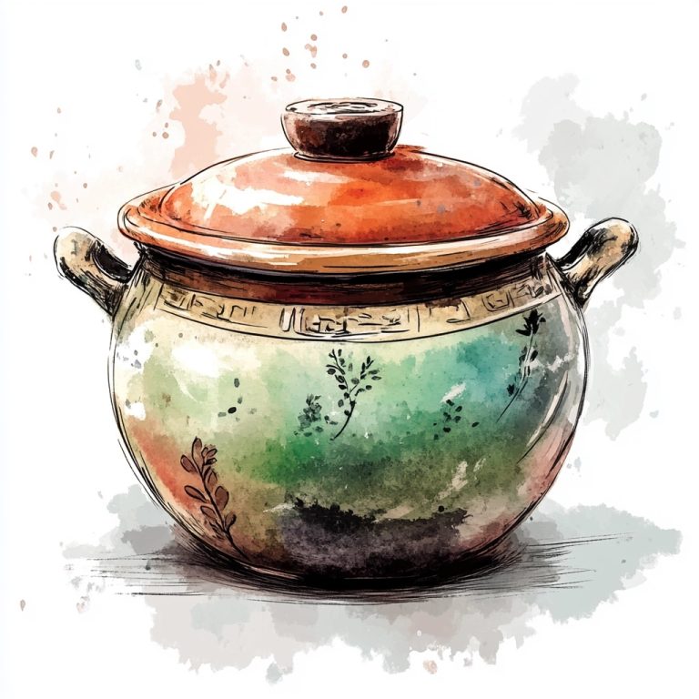 Watercolor Chinese Cooking Pot