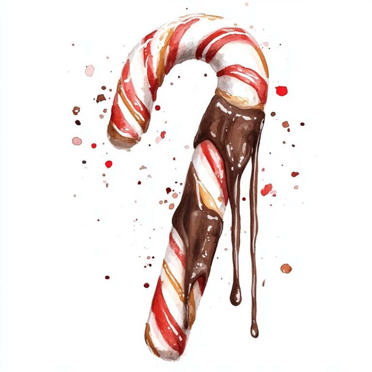 Watercolor Chocolate Candy Cane