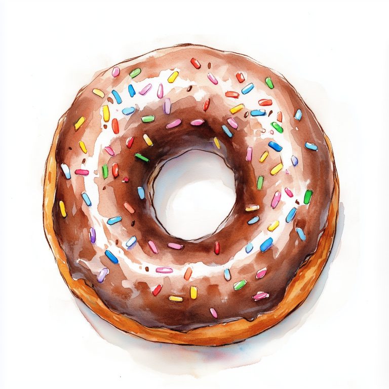 Watercolor Chocolate Donut