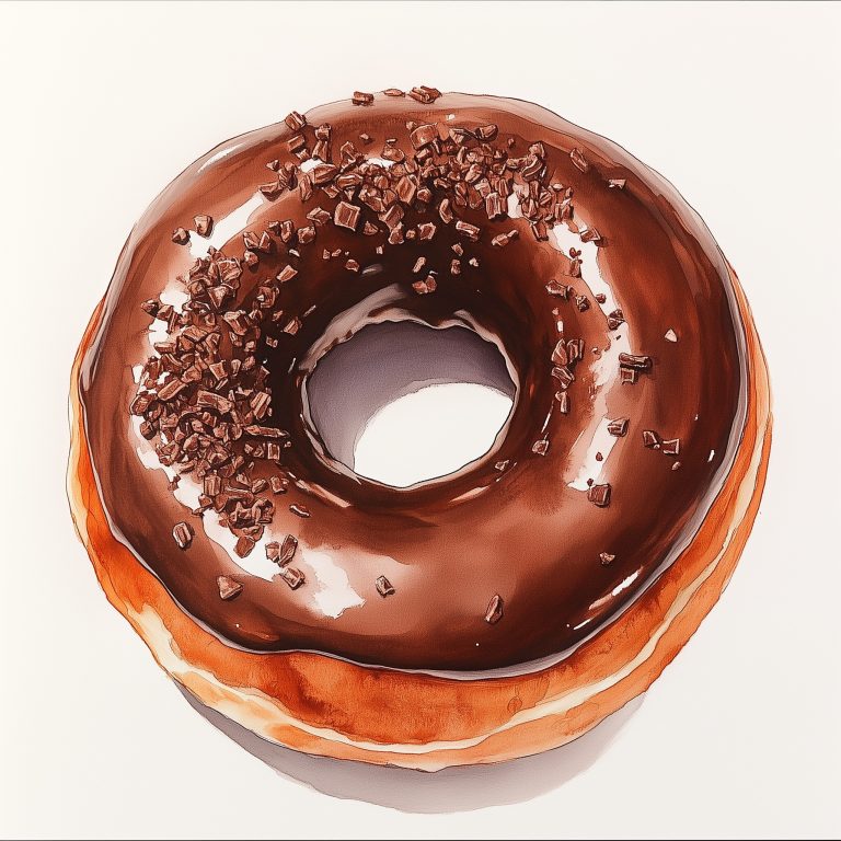 Watercolor Chocolate Iced Donut