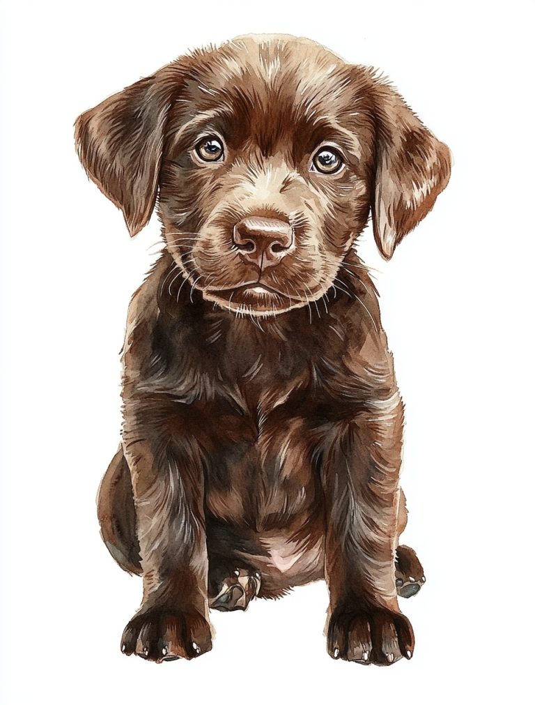 Watercolor Chocolate Labrador Puppy