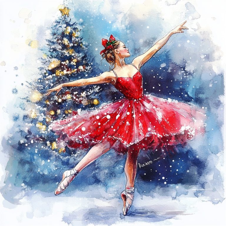 Watercolor Christmas Ballerina