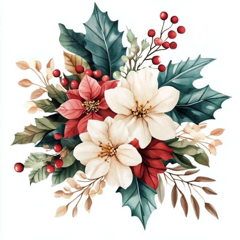 Watercolor Christmas Bouquet