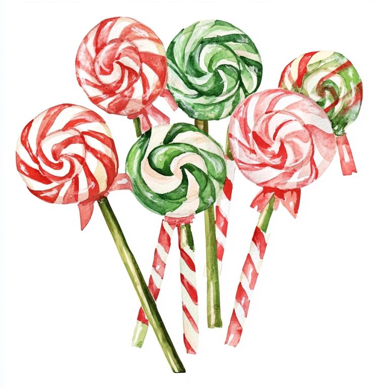 Watercolor Christmas Candy Sticks