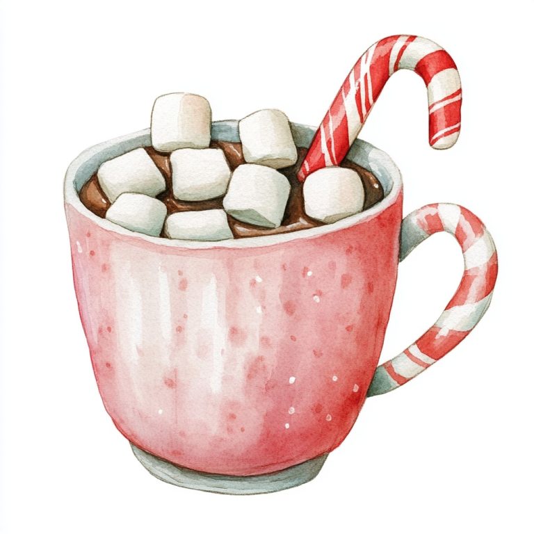 Watercolor Christmas Cocoa Clipart