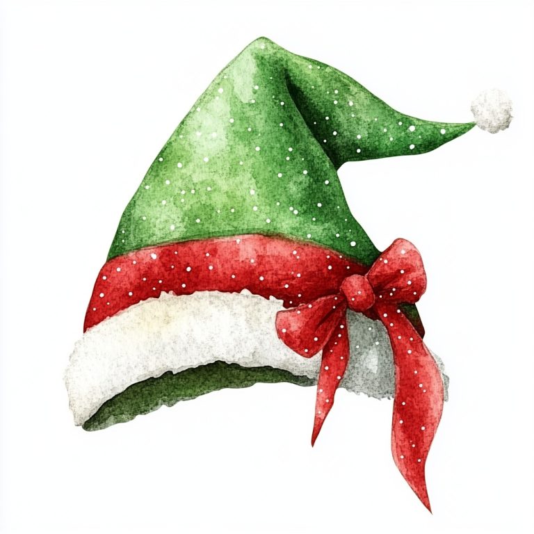 Watercolor Christmas Elf Hat