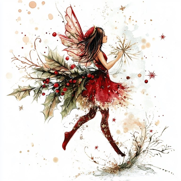 Watercolor Christmas Fairy