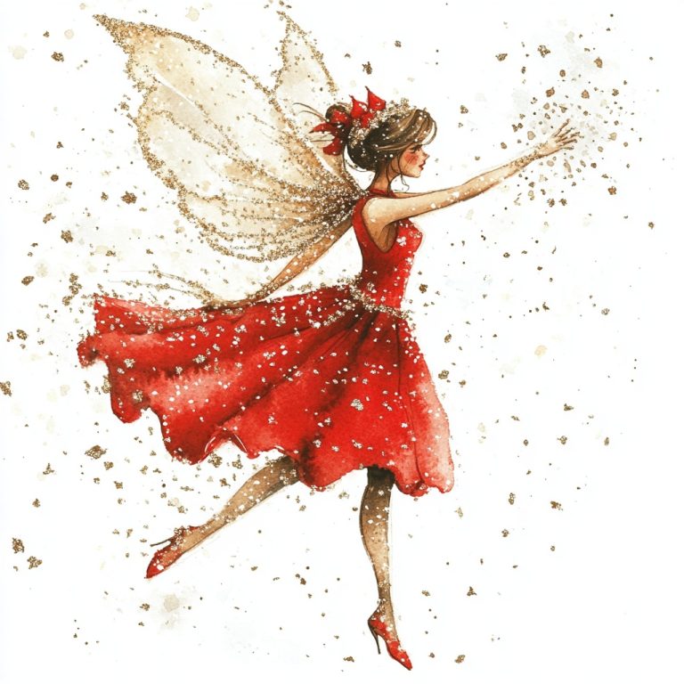 Watercolor Christmas Fairy Illustration