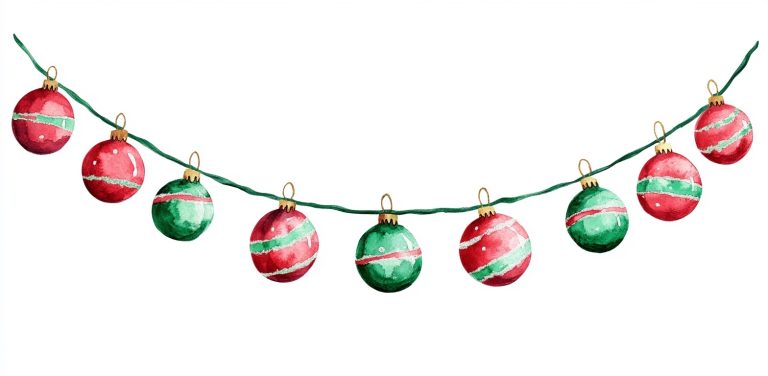 Watercolor Christmas Garland Clipart 1