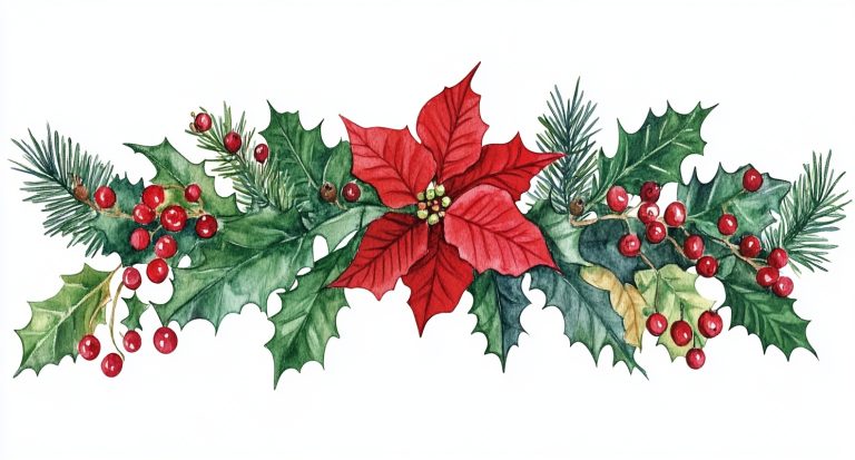 Watercolor Christmas Garland Clipart