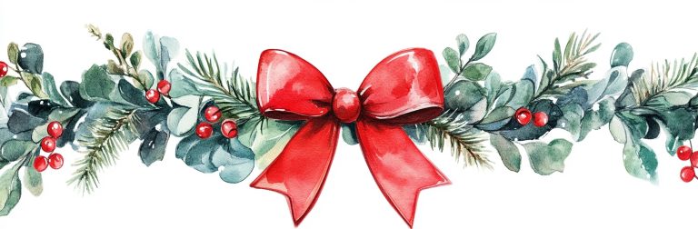 Watercolor Christmas Garland Illustration